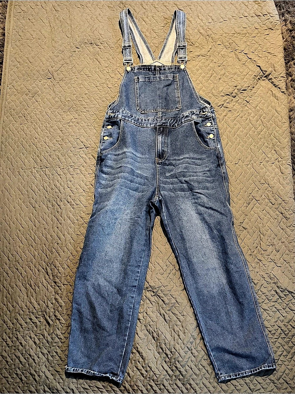 MANFINITY Denim Overalls in Blue Size Large